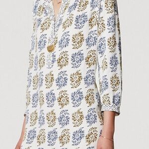 LOFT Floral Top in Blue and Brown